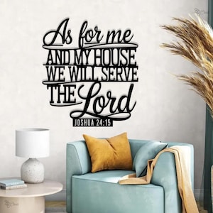 As For Me and My House We Will Serve The Lord Wall Art Joshua 24:15 Christian Sign,Home Decor Religious Wall Art Christian Wall Decor