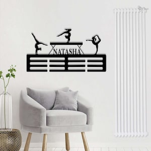 Custom Gymnastic Medal Holder, Gymnastics Medal Display, Gymnast award rack, Metal medal holder, Gymnast room decor, Gift for Dad,Home Decor