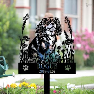 Custom Cavalier King Charles Memorial, Dog Garden Stake with Name, Dog Memorial Sign, Personalized Pet Loss Gift, Dog loss gift, Garden dog