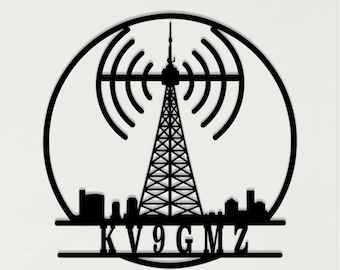 Custom Ham Radio Call Sign Metal, Radio Tower Wall Art, Ham Shack Decor, Amateur Radio Operator, Dad Gift, Ham operator gift, Ham shack sign