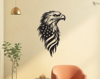 Letrero metálico con águila y bandera estadounidense, arte mural de águila, letrero para garaje, regalo para el 4 de julio, letrero de águila calva, arte mural patriótico, letrero para sala de juegos, regalo para veteranos