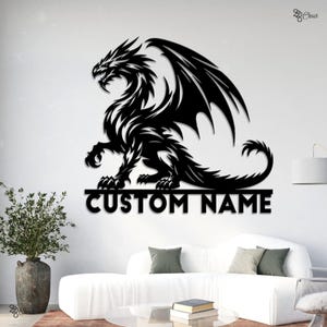 Personalized Dragon Metal Wall Art Custom Dragon Name Metal Sign, Dragon Lover Gifts, Boy room Decor Dragon Decor Dad Gifts Birthday Gift