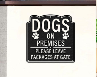 Dogs on Premises Sign Beware of Dog Sign Dog on Premises Yard Sign Custom Metal Dog Door Sign Warning Dog Fence Sign Guard Dog Sign For Gate
