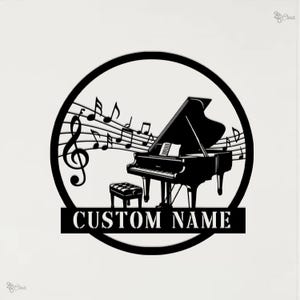 Custom Piano Metal Sign, Personalized Music Note Sign, Music Gift, Piano Teacher Gift, Music note wall, Decor for Music Lover, Music Sign