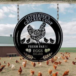 Enseigne personnalisée pour poulailler, ufs frais de ferme personnalisés en métal, Fermier d'arrière-cour, ufs frais ensigne de poulailler, enseigne de poulailler, cadeaux pour maman