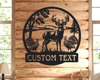 Personalized Metal Deer Cabin Sign Wall, Deer Hunter Gift, Cabin Decor, Hunting Sign, Custom Last Name Sign, Outdoor Decor, Lodge Decoration