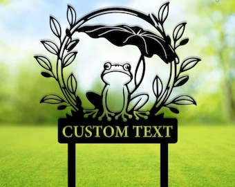 Personalized Frogs Memorial Garden Stake,  Frogs Garden sign, Frog Metal Sign, Metal Yard Stake, Frog Pond Decor Outdoor Decor, Frog Decor
