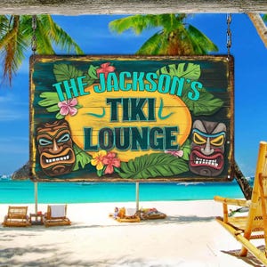Custom Tiki Lounge Sign, Personalized Tropical Bar Sign, Backyard Tiki Sign, Beach Bar Decor for Patio,Tiki Bar Sign,Gift for beach,Dad gift