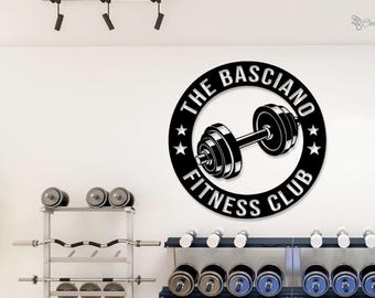 Personalized Home Gym Sign, Custom Metal Dumbbell Sign, Weightlifting Workout Room Wall Decor,Gym Room Decor,Fitness Room Decor Gift for him