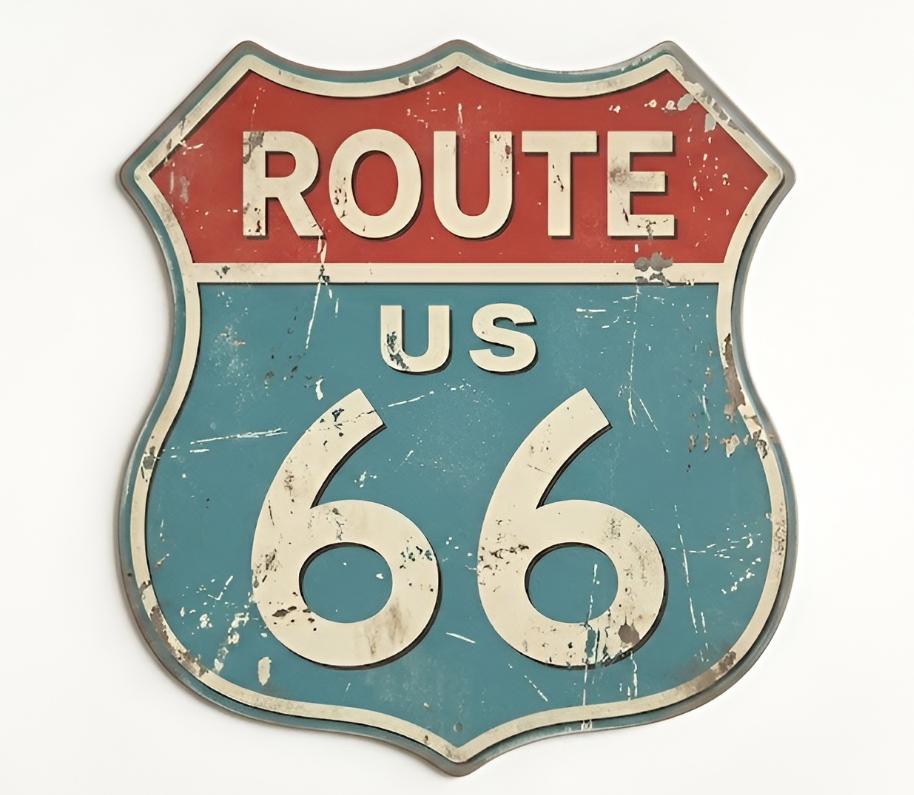 Route 66 Metal Sign Vintage, Retro Road Sign Wall Decor, Rustic Garage ...