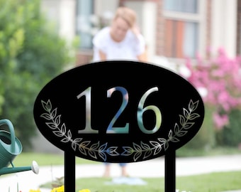 Custom House Number Sign, Metal Address Garden, Metal House Number Stake, Home entrance sign, Metal number plaque, Family Gift, Lawn number