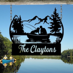 Custom Fishing Couple Metal Sign, Personalized Fisher Name Sign, Fisherman Gift, Fishing Wedding  Gift Anniversary Gift For Fishing Lovers