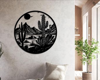Cactus Desert Custom Metal Sign, Western Sign, Personalized Desert Cactus Wall Art Southwest Desert Wall Decor for Patio Cactus Wall Decor