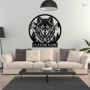 Custom Wolf Metal Sign, Personalized Wolf Wall Art, Wolf Metal Decor, Custom Home Decor, Cabin Decor, Gift for Dad, Wolf Forest, Home Decor