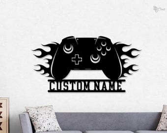 Game Controller Metall Wand Kunst, Gaming Dekor Gamer Namen Zeichen, Spielzimmer Dekor, Wohnkultur, Videospiel Kunst, Weihnachtsgeschenk Geburtstagsgeschenk für Gamer