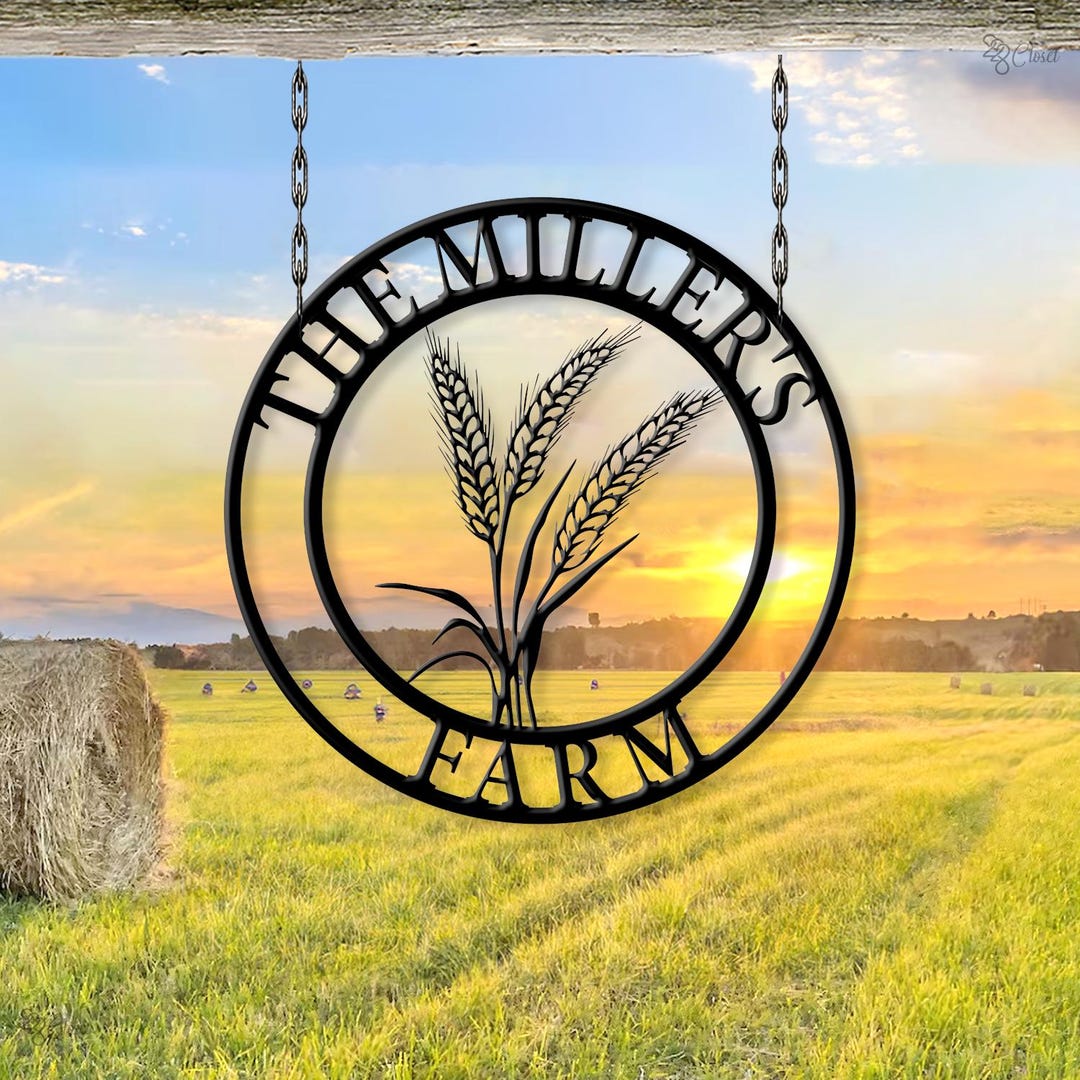 Custom Farm Sign, Sign With Wheat Decor, Gift for Farm, Rustic ...