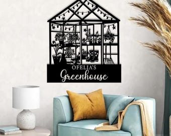 Custom Metal Greenhouse Sign, Personalized Hanging Garden Sign, Backyard Decor, Greenhouse Name Sign, Metal Garden Sign, Garden Decor