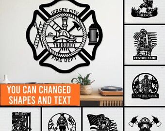 Aangepaste brandweerman metalen bord, brandweer teken, brandweerman cadeau, cadeau voor vader, Maltezer kruis muur, brandweerman familie cadeau, teken huis