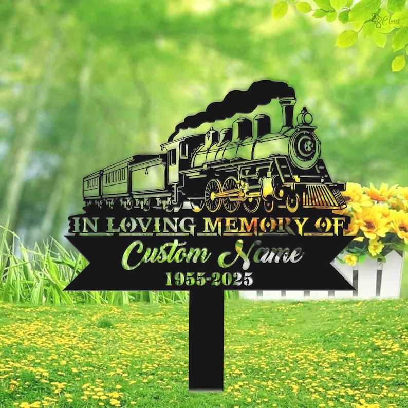 Custom Train Memorial Sign, in Loving Memory Train Sign, Sympathy Gift ...