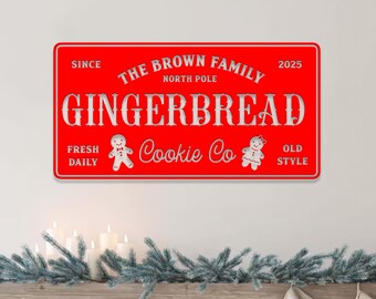 Personalized Gingerbread Cookie Co Sign, Custom Christmas Gifts Bakery Wall Decor, Holiday Kitchen Decor,Kitchen Sign Bakery Decor Xmas Gift