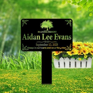 Custom Tree Memorial Plaque with Stake, Personalized Metal Grave Marker, Tree Memorial Sign, Remembrance Plaque Sympathy Sign Outdoor Decor