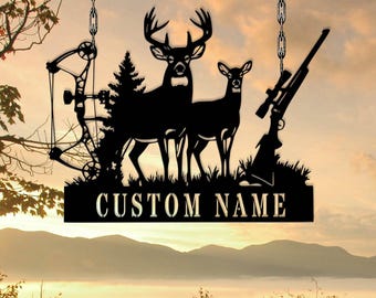 Custom Deer Hunting Metal Sign, Personalized Hunter Sign, Deer Hunting Metal, Hunting Cabin Sign, Deer wall decor, Hunting art, Hunter sign