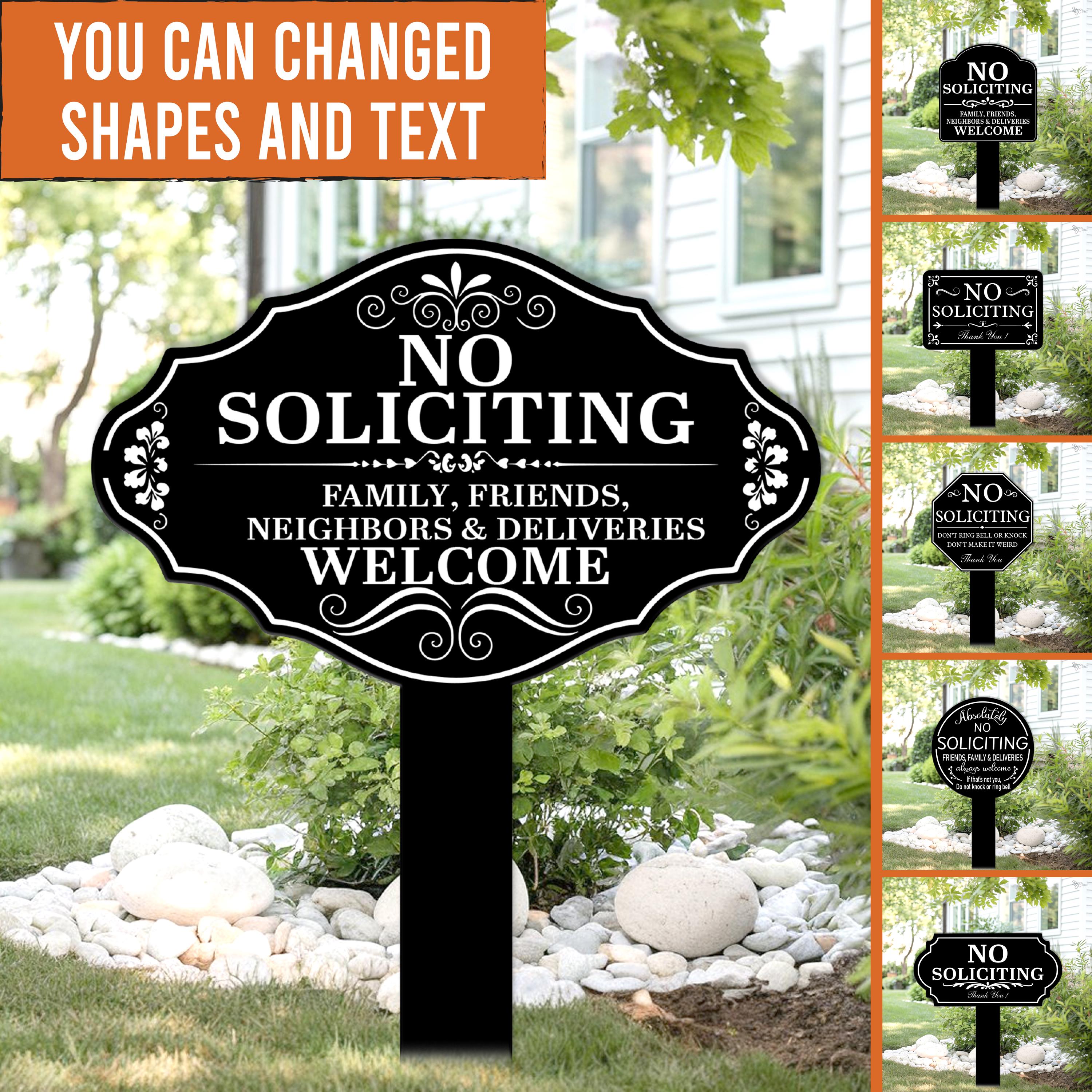 No Soliciting Yard Sign – Stylish Black & Gray Design, Waterproof Plastic