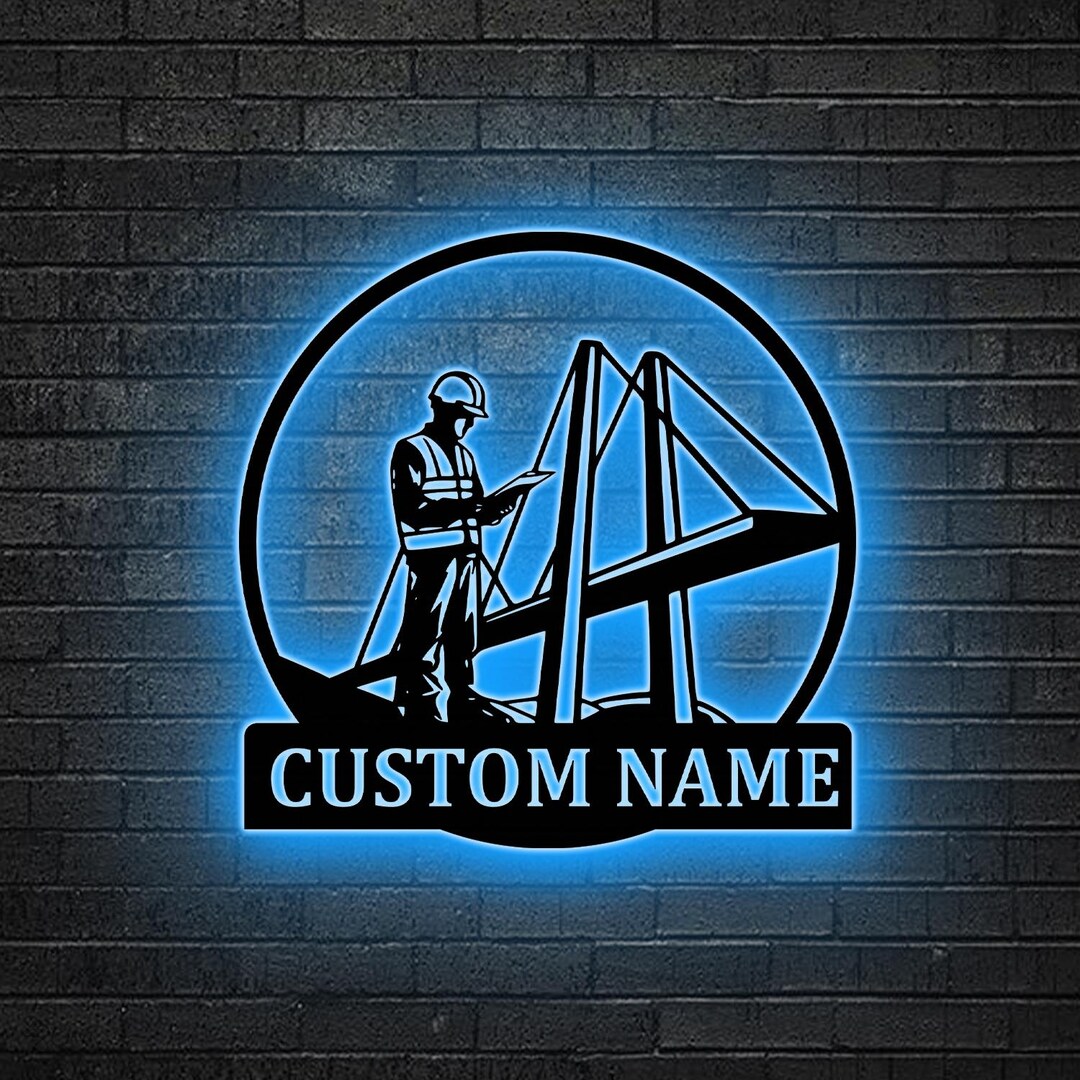 Engineering Rags Sign Custom Civil Engineer Metal Wall Art LED Lights, Mechanical Engineer ...