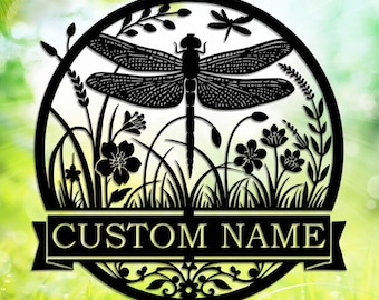 Custom Dragonfly Garden Sign, Gardening Gift, Garden Decor, Gift For Her, Outdoor Decor, Metal Yard Sign, Gift for mom, Dragonfly Metal sign