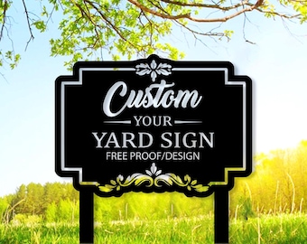 Custom Yard Sign with Stake, Personalized Metal Lawn Sign,Outdoor Metal Sign,Personalized Metal Lawn Marker,Yard Sign Yard Decor Garden Sign