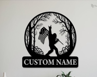 Gepersonaliseerde Bigfoot Metal Sign, Custom Sasquatch Wall Art, Man Cave Decor, Sasquatch Art, Bigfoot Decor Cabine Decor, Lodge Decor Dad Gifts