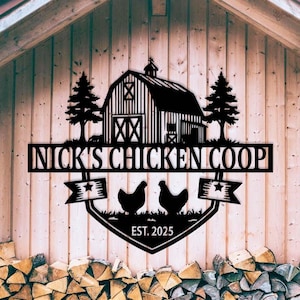 Custom Chicken Coop Sign, Barn Metal Sign with Chicken, Metal Barn Decor, Farm Barn Metal Art, Gift for mom, Barn wall decor, Grandma Gift