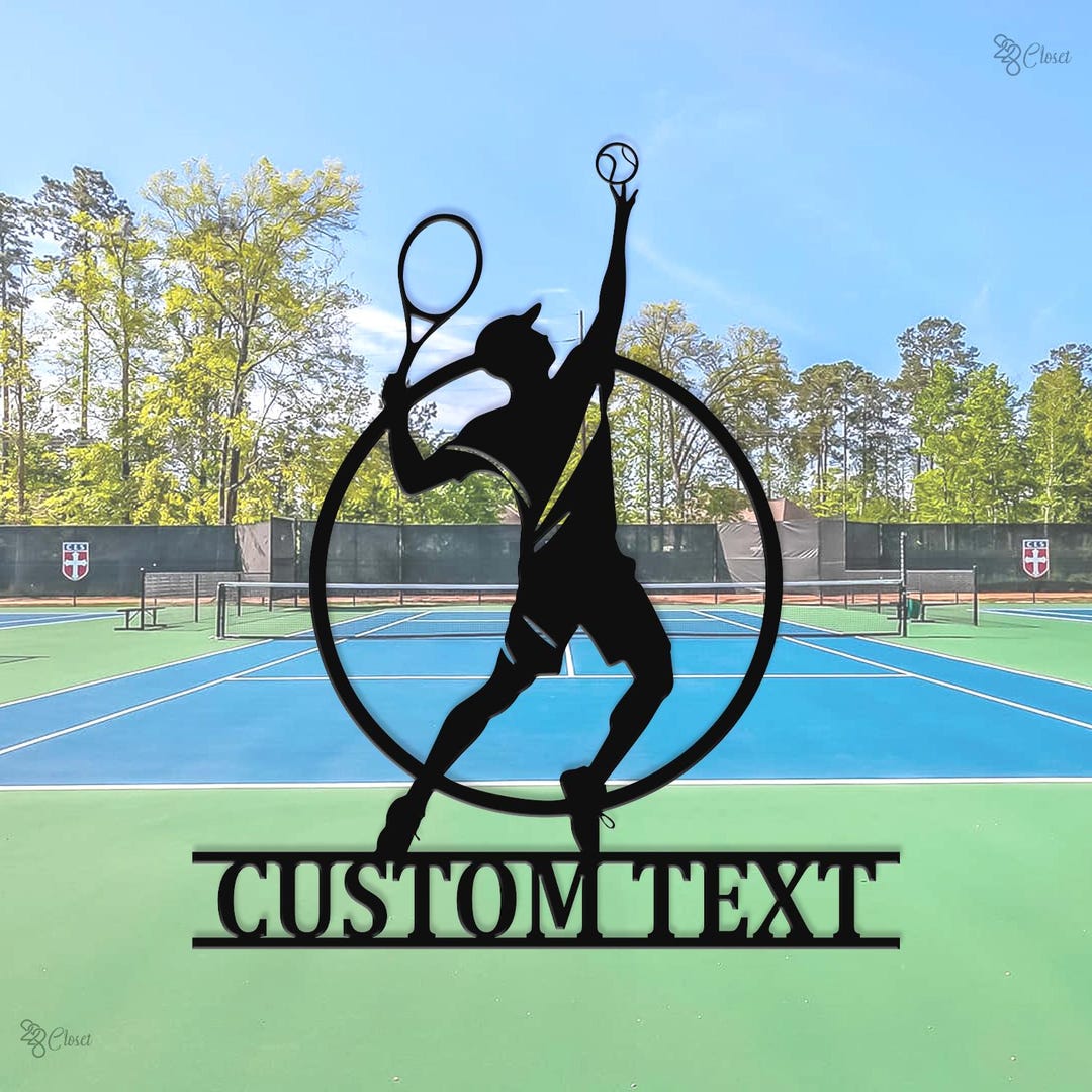 Tennis Racket Sign Custom Custom Tennis Player Metal Sign, Personalized Racket Sports, Athlete ...