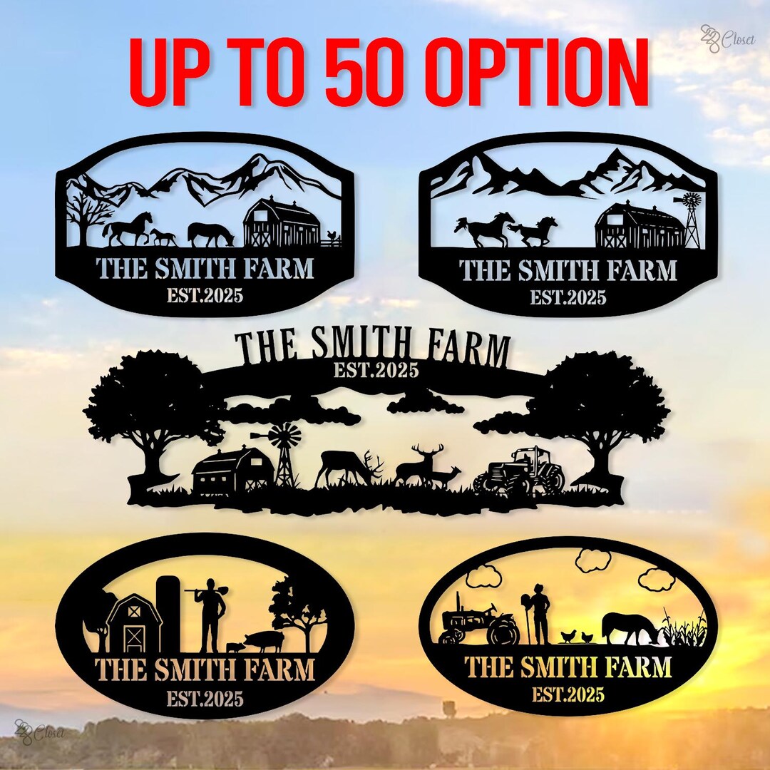 Custom Farm Metal Sign – Personalized Ranch Name Sign With Animals ...