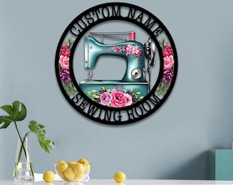 Letrero de acolchado personalizado, letrero para sala de costura, letrero para máquina de coser, letrero para sala de manualidades, decoración para sala de costura, regalo para el Día de la Madre, regalo para mamá
