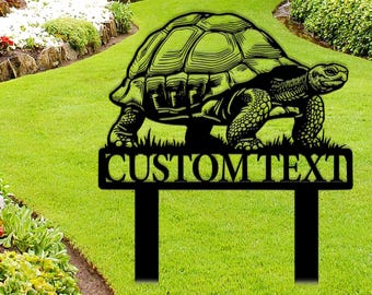 Personalized Tortoise Metal Sign , Custom Tortoise Metal Name Sign, Tortoise Garden Sign, Garden Decor, Turtle Memorial Stake Home Decor