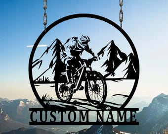 Letrero metálico personalizado para ciclistas de montaña, letrero de pared personalizado para ciclismo, decoración de pared para ciclismo de montaña, decoración de aventura, letrero para senderos en bicicleta, regalo para papá