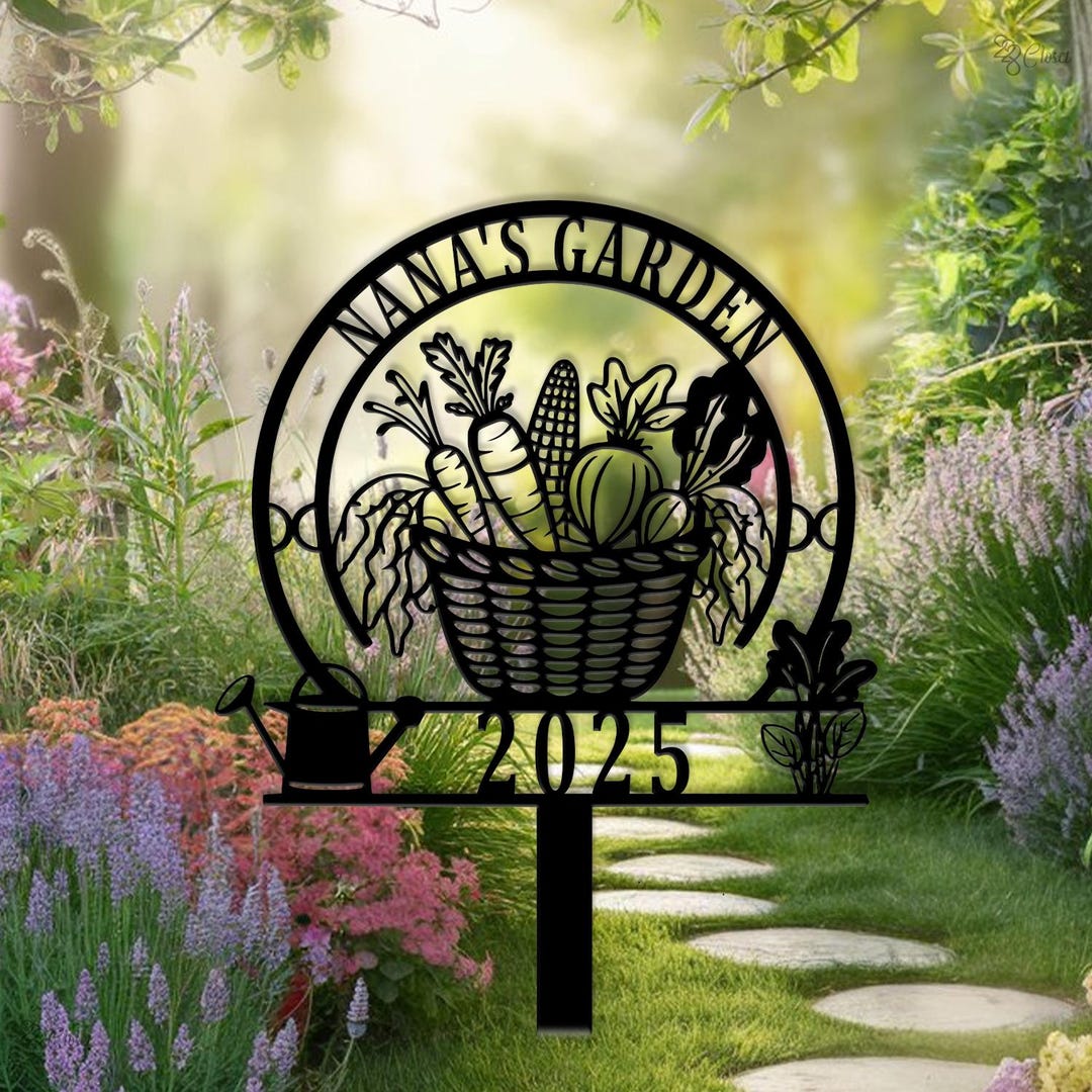 Personalized Nana's Garden Metal Sign - Gift Idea For Grandma With Up to 9 Grandkids