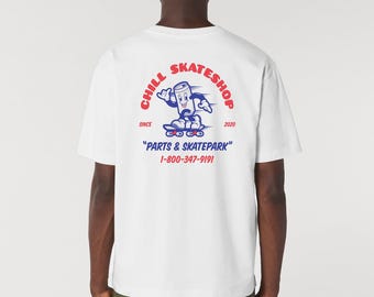 チル スケートショップ T シャツ | スケートボード シャツ | レトロ スケート グラフィック | スケートボード ギフト