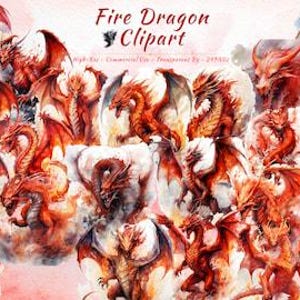 Fire Dragon PNG Clipart Collection | Mystical, Red Dragon Clipart Bundle