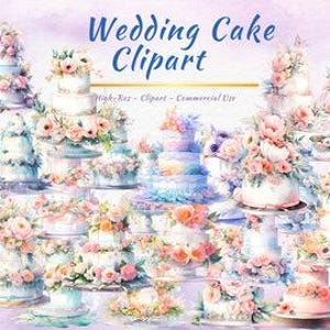 Collection de cliparts PNG pour gâteaux de mariage | Lot de cliparts mariage, fiançailles, nourriture, dessert