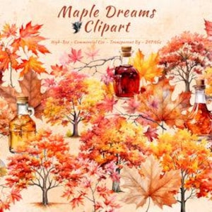 Collection de cliparts de feuilles d'érable d'automne | Arbres d'automne, gâteries, sirops d'érable et plus