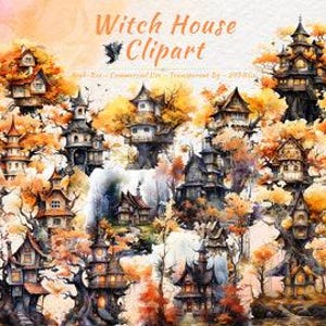 Haunted Witch House PNG Clipart Collection | Halloween, Fantasy, Witchcraft Clipart Bundle