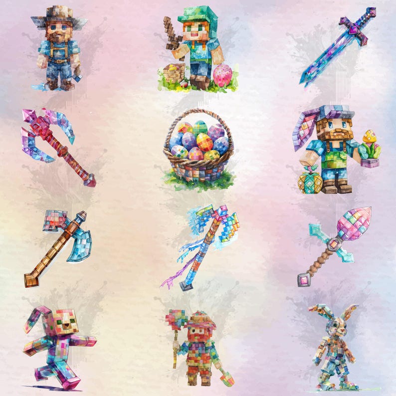 Creeper Rabbit Pixelated Video Game PNG Clipart Collection | Easter Themed Pixel ...