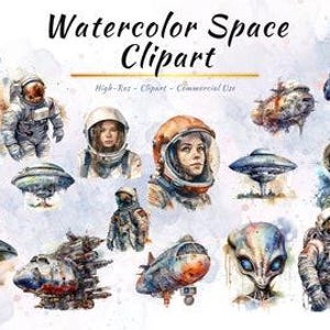 Raccolta di clipart PNG spaziali / Immagini di astronauti, galassie, celesti, UFO