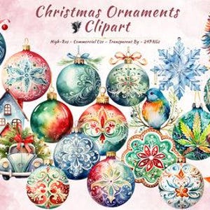 Coleção de clipart de ornamentos de Natal | Temporada de férias, decoração de árvore de Natal, designs de Natal