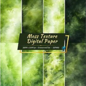 Moos Textur Digital Paper Pack | Grüne, von der Natur inspirierte Hintergründe