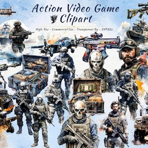 Raccolta di clipart PNG di videogiochi d'azione / Personaggi, armi, veicoli e altro