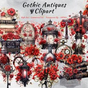 Gothic Antique PNG Clipart Collection | Vintage, Victorian, Halloween Clipart Bundle