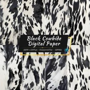 Black Cowhide Patterns Digital Paper Pack | Luxe, Leather Western Backgrounds